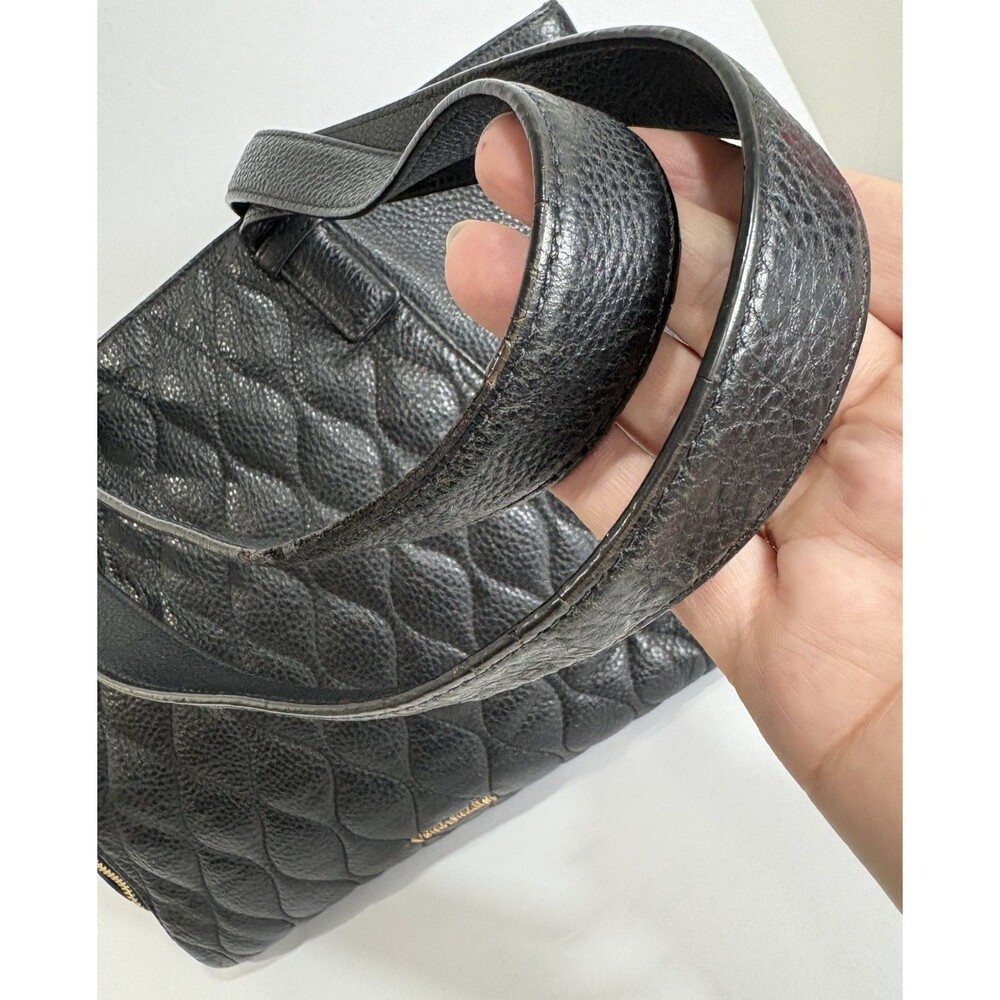 Vera Bradley Women's Tote Shoulder Bag Black Quilted Leather With Floral Pattern - Picture 10 of 12